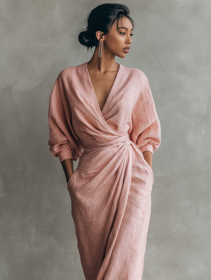 Isabella | Abito Maxi Portafoglio Drappeggiato