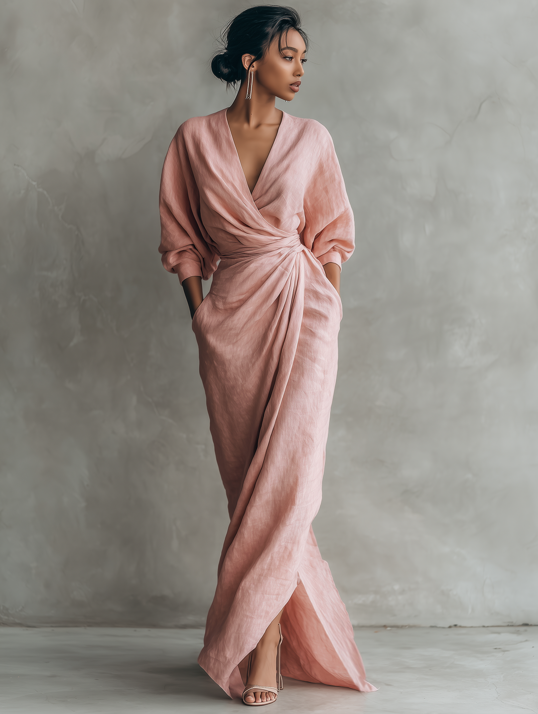Isabella | Abito Maxi Portafoglio Drappeggiato
