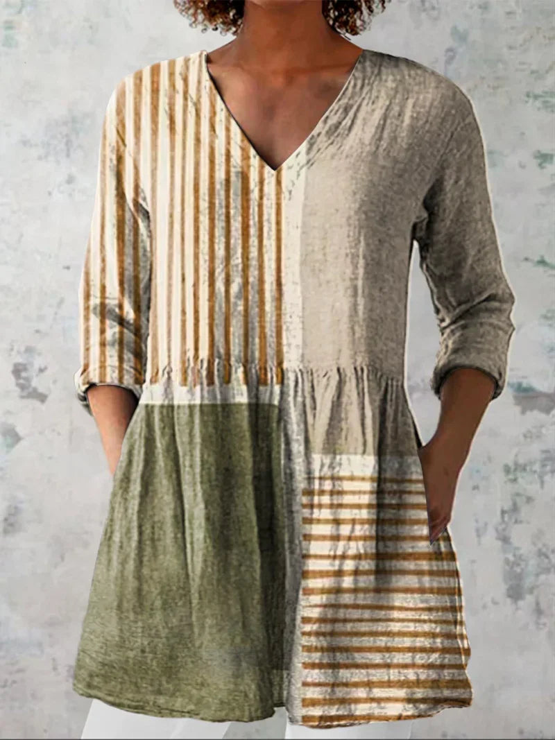 Aurora | Blusa Lunga a Righe Grafiche