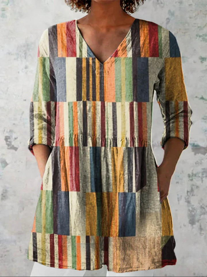 Aurora | Blusa Lunga a Righe Grafiche