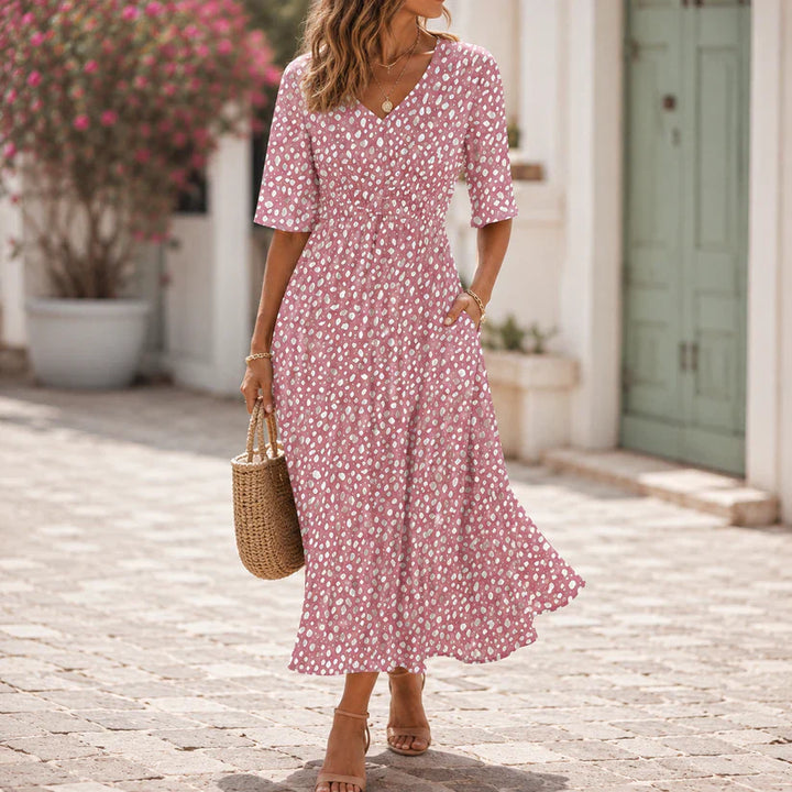 Margherita | Abito Midi Svasato a Pois