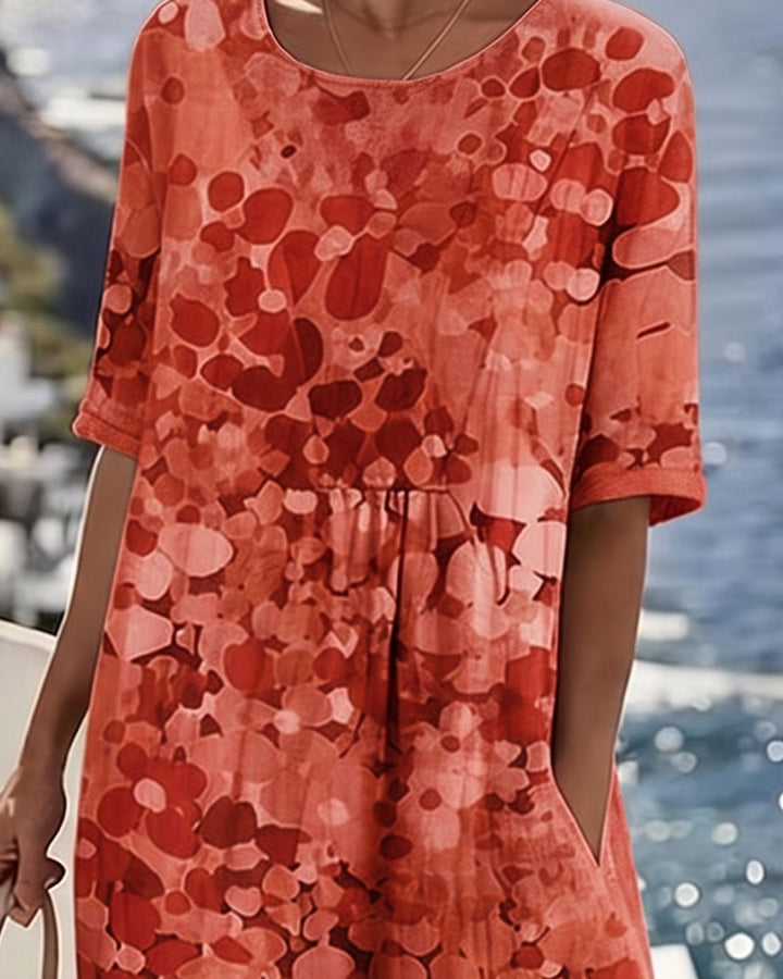 Cecilia | Abito Midi Fluido a Fiori con Tasche
