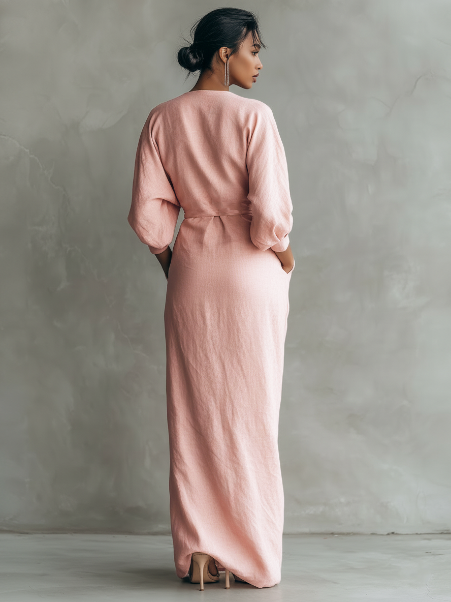 Isabella | Abito Maxi Portafoglio Drappeggiato