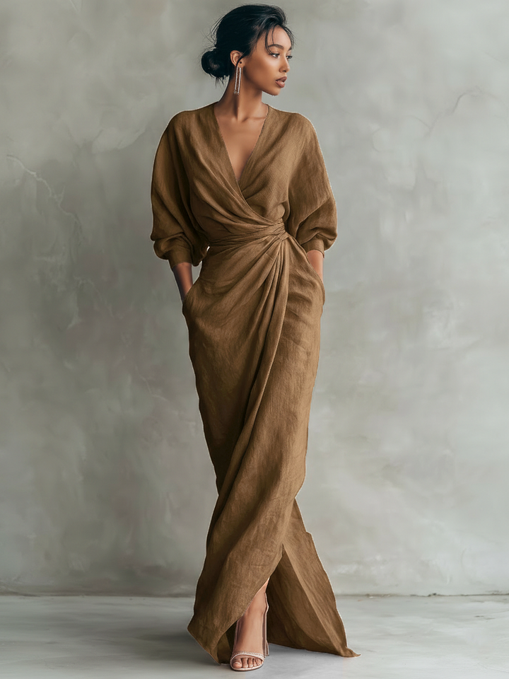 Isabella | Abito Maxi Portafoglio Drappeggiato