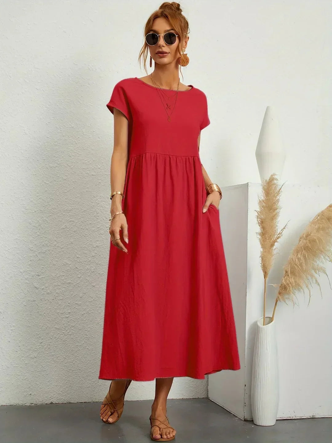 Livia | Abito Maxi Svasato con Tasche