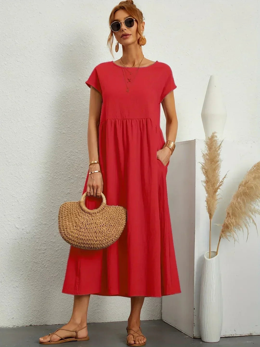Livia | Abito Maxi Svasato con Tasche