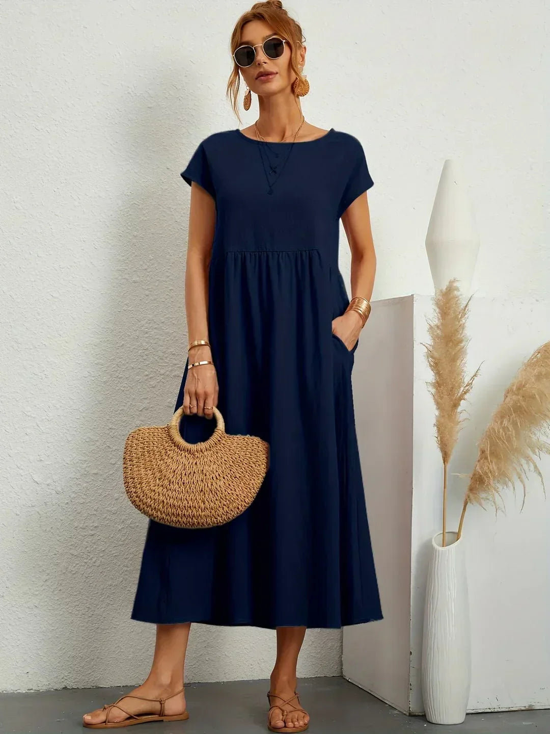 Livia | Abito Maxi Svasato con Tasche