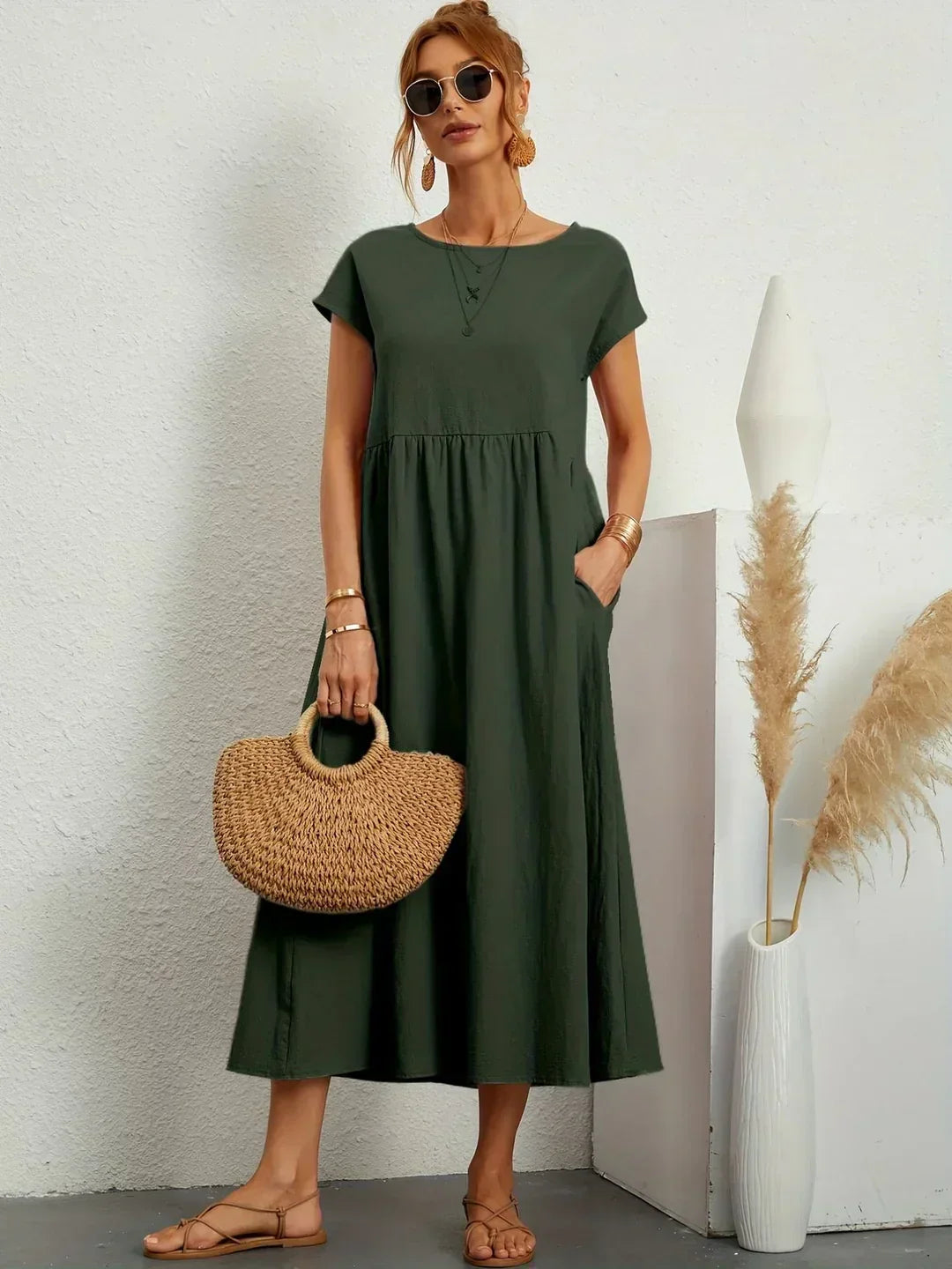 Livia | Abito Maxi Svasato con Tasche