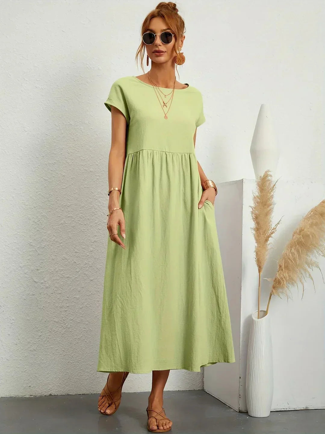 Livia | Abito Maxi Svasato con Tasche