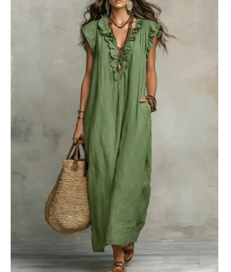 Valentina | Abito Maxi Bohemien con Volant