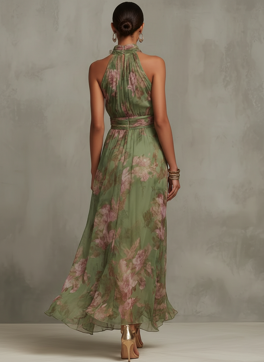 Camilla | Abito Maxi Floreale con Scollo Halter