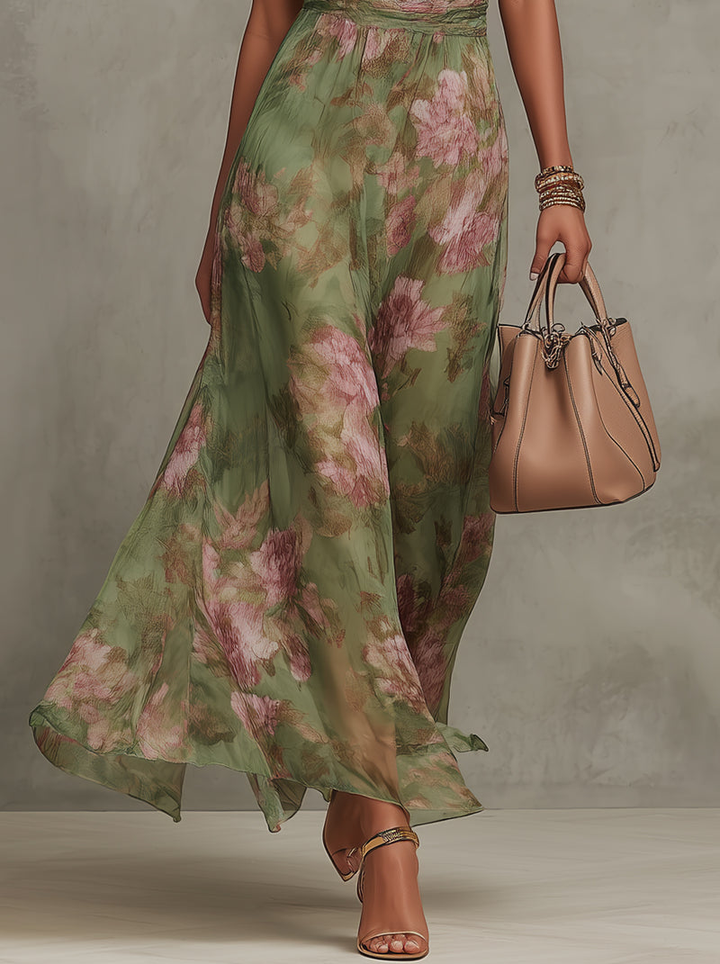 Camilla | Abito Maxi Floreale con Scollo Halter