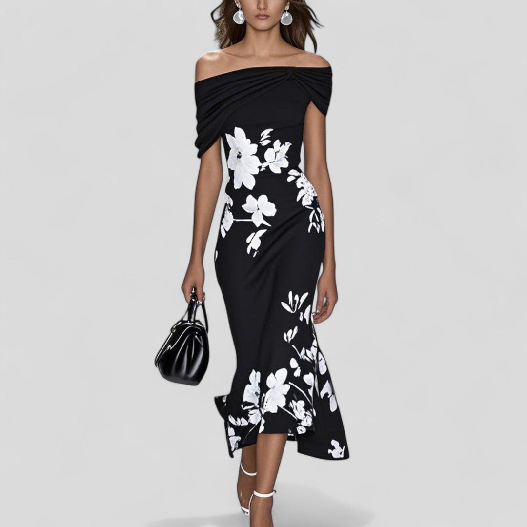 Stella | Abito Midi Floreale Spalle Scoperte