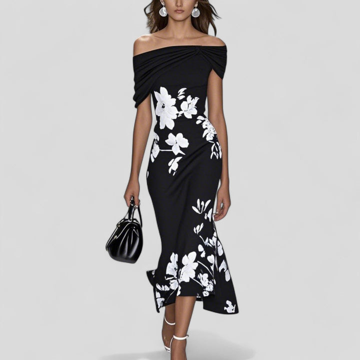 Stella | Abito Midi Floreale Spalle Scoperte
