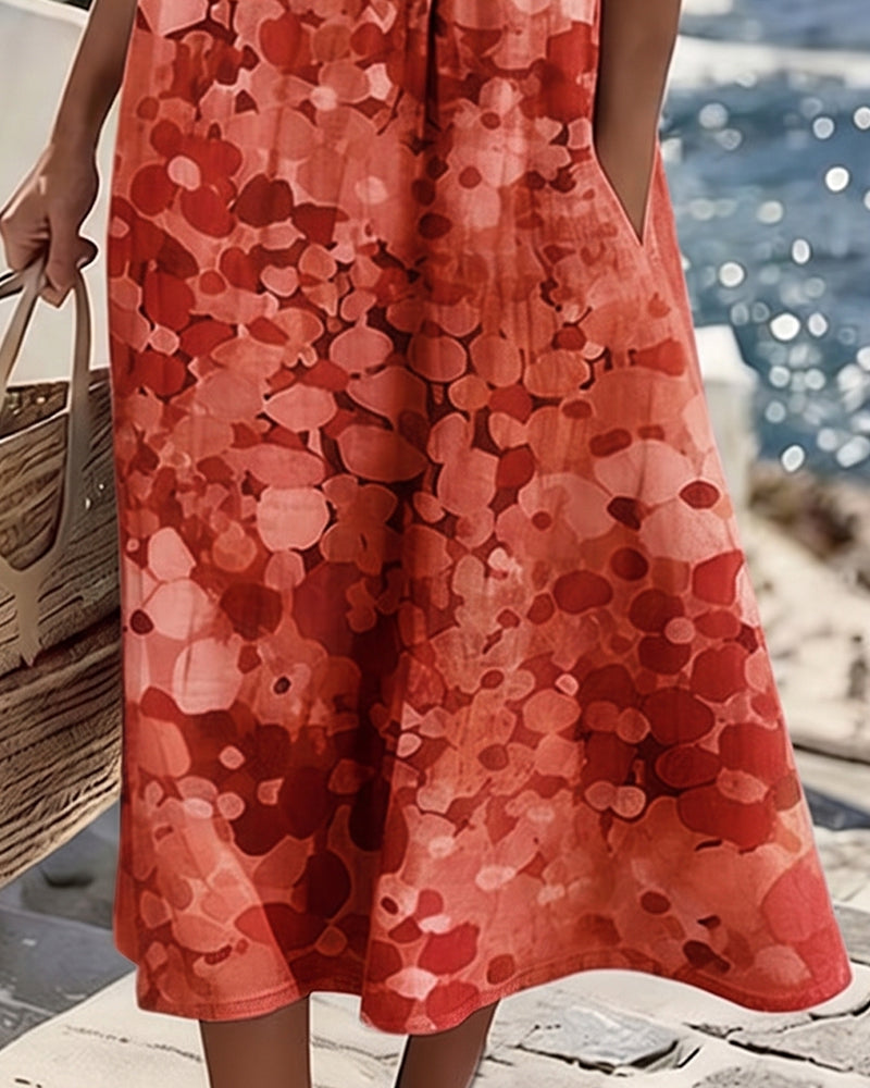 Cecilia | Abito Midi Fluido a Fiori con Tasche