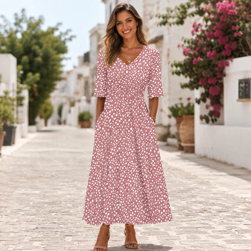 Margherita | Abito Midi Svasato a Pois