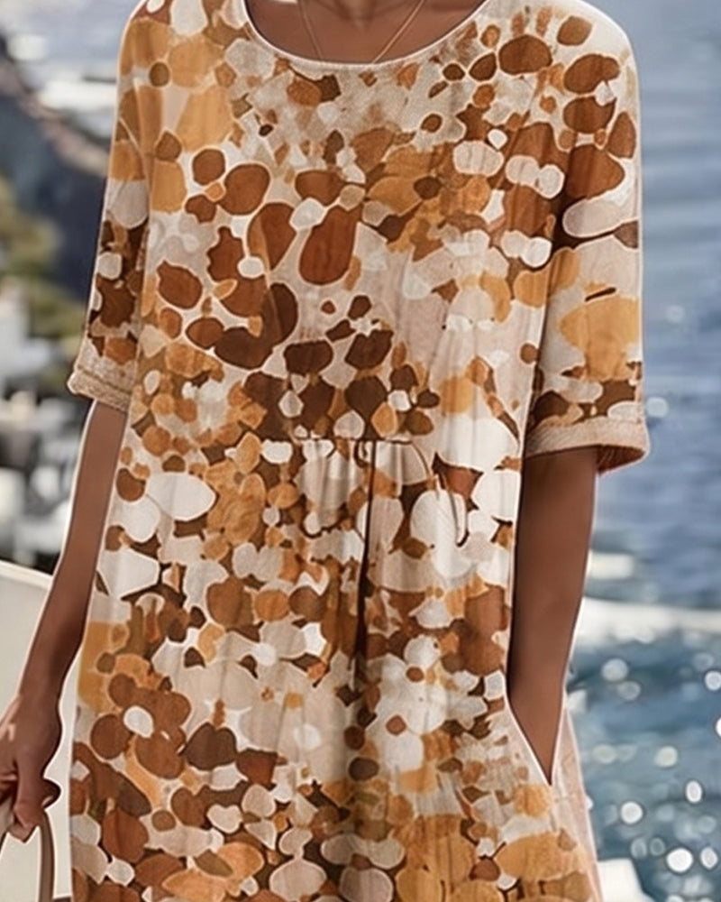Cecilia | Abito Midi Fluido a Fiori con Tasche