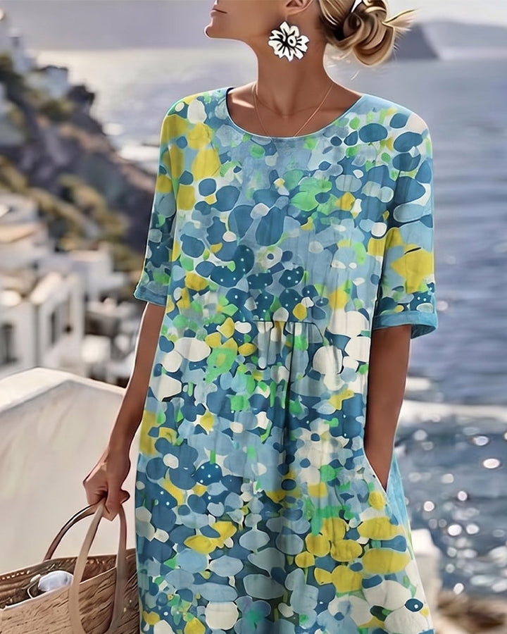 Cecilia | Abito Midi Fluido a Fiori con Tasche