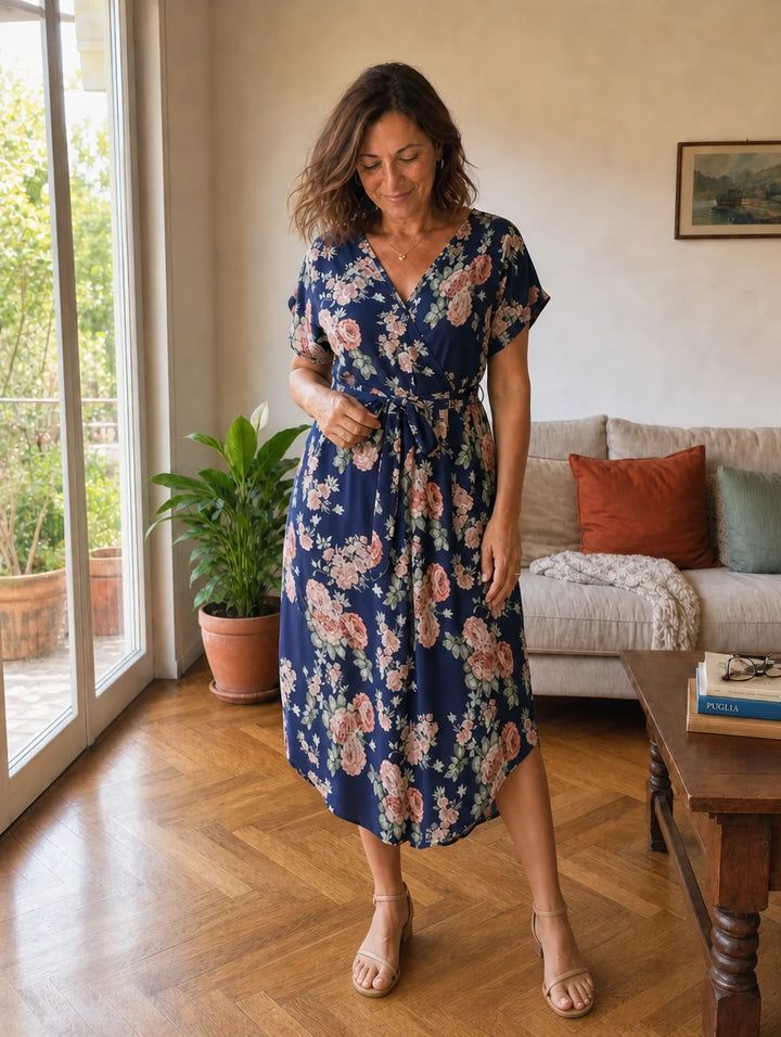Rosalba | Abito Midi Floreale a Fiocco