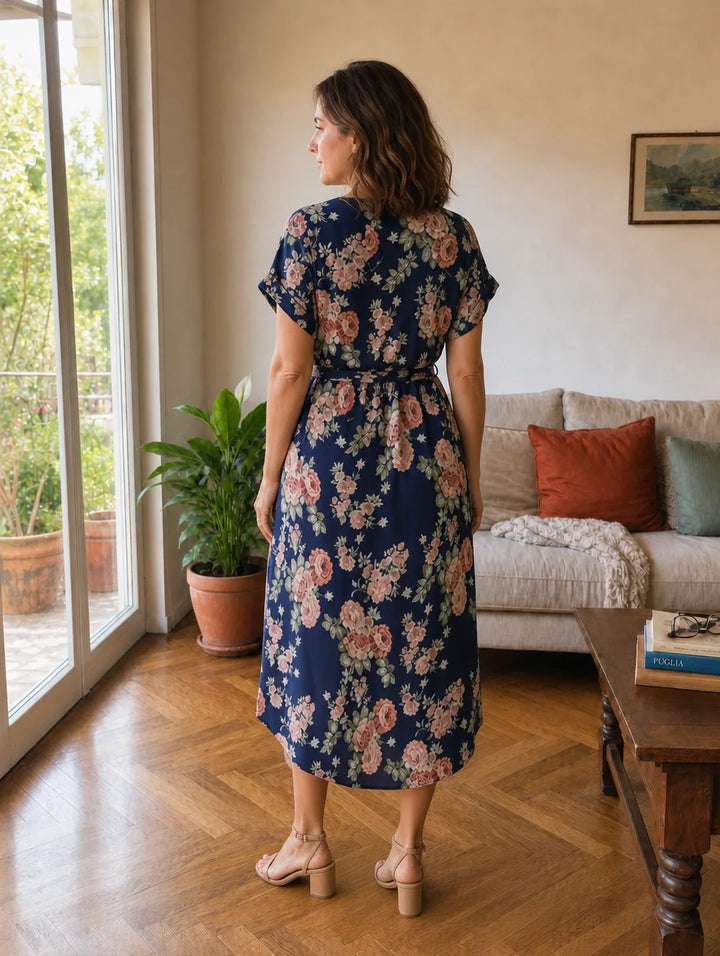 Rosalba | Abito Midi Floreale a Fiocco